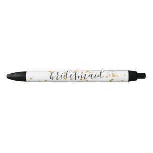 Stylo Noir Demoiselle d'honneur fascinante de confettis d'or