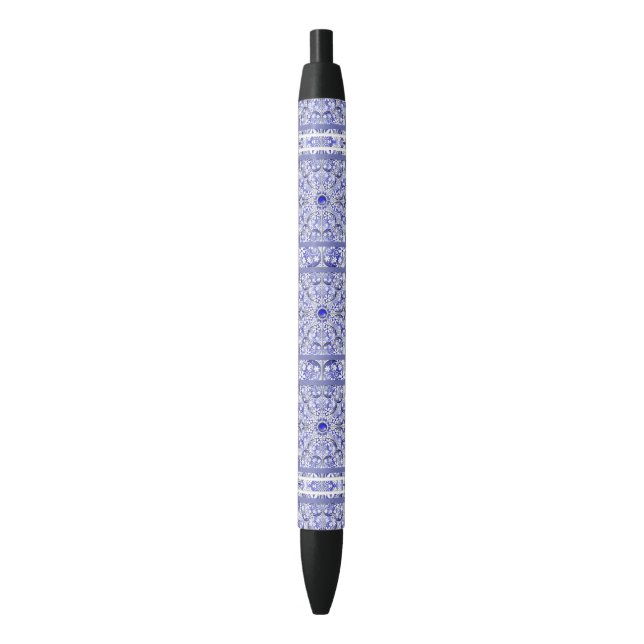 Stylo Noir dentelle en céramique Bleu de Grèce (devant Vertical)