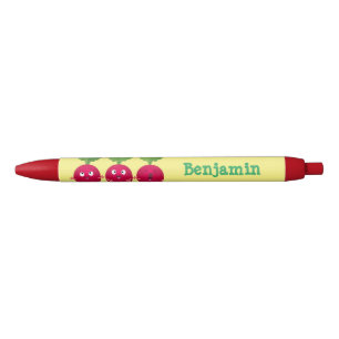 Stylo Noir Des radis mignons chantant des légumes de dessin a