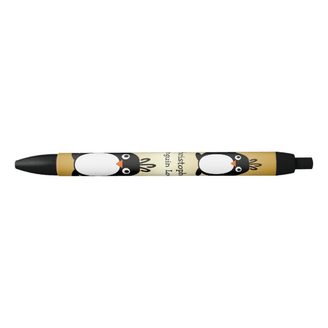 Stylo Noir Design de pingouin personnalisé (Devant)