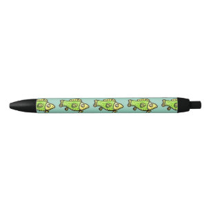 Stylo Noir Dessin animé drôle poisson vert