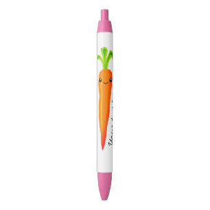 Stylo Noir Dessin de carotte kawaii amusant personnalisé