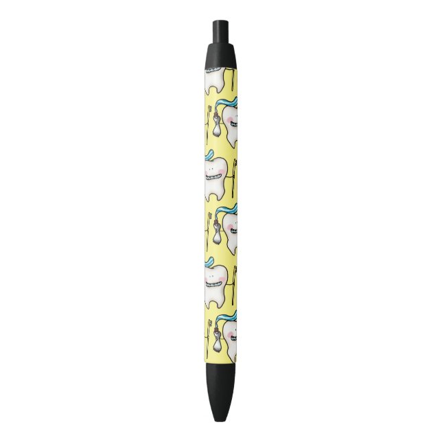 Stylo Noir dessin humoristique sur les dents (devant Vertical)