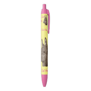 Stylo Noir dessin monochrome réaliste d'âne mignon