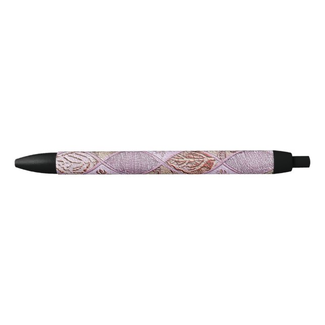 Stylo Noir Dessins De Diamant En Rose (Devant)