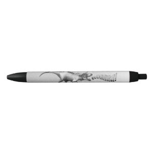 Stylo Noir Dinocorn Chrome Dinosaure à cornes de licorne d'