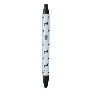 Stylo Noir Doberman Chiens Motif Monogrammé