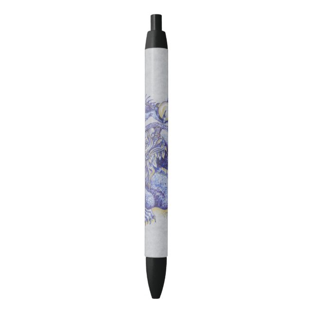 Stylo Noir Dragon bleu (devant Vertical)