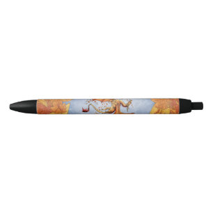 Stylo Noir Dragon orange d'art d'imaginaire d'automne