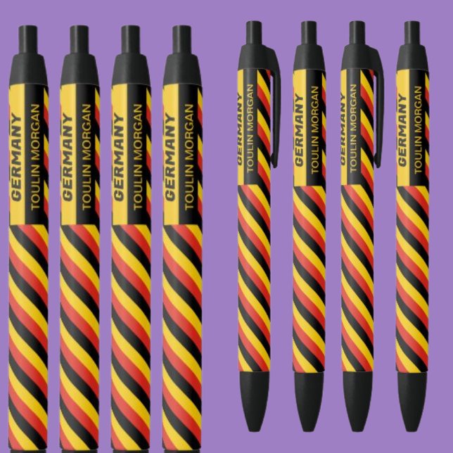 Stylo Noir Drapeau allemand personnalisé (Créateur téléchargé)