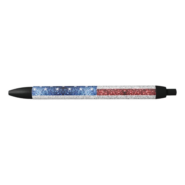 Stylo Noir drapeau américain rouge blanc brillant parties sci (Devant)