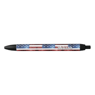Stylo Noir Drapeau américain rouge bleu étincelant parties sc