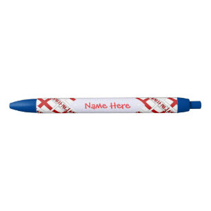 Stylo Noir Drapeau anglais d'Angleterre personnalisé en rouge
