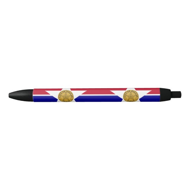 Stylo Noir Drapeau de Dallas, Texas Black Ink Pen (Devant)