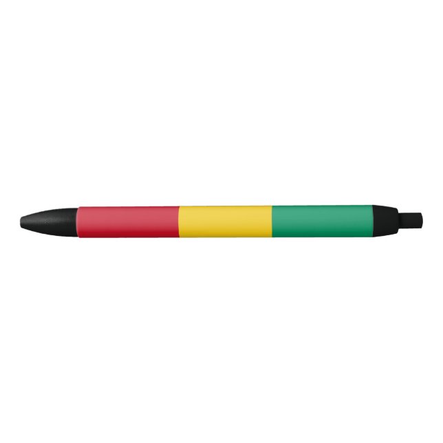 Stylo Noir Drapeau de Guinée (Devant)