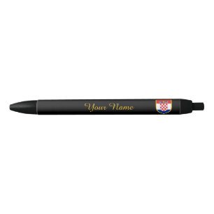 Stylo Noir Drapeau de la Croatie personnalisé