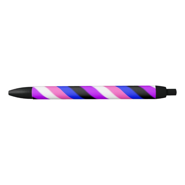 Stylo Noir Drapeau de la Fierté Genderfluide (Devant)