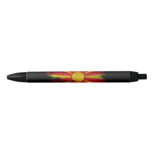Stylo Noir Drapeau de la Macédoine du Nord brasse, drapeau n