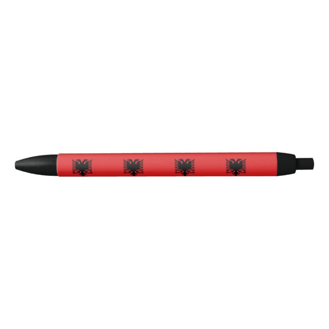 Stylo Noir Drapeau de l'Albanie (Devant)