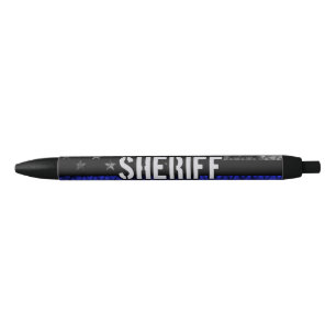 Stylo Noir Drapeau de police du shérif en détresse