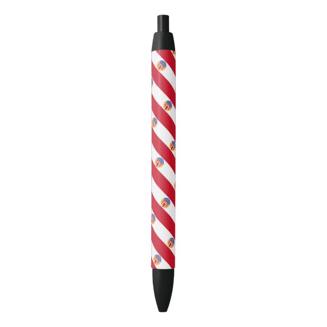 Stylo Noir Drapeau de Polynésie Française (devant Vertical)