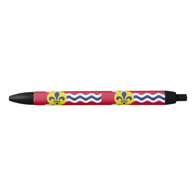 Stylo Noir Drapeau de Saint-Louis, Missouri (Devant)