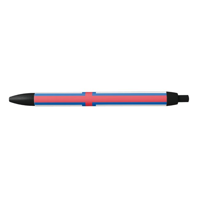 Stylo Noir Drapeau des îles Féroé (Devant)