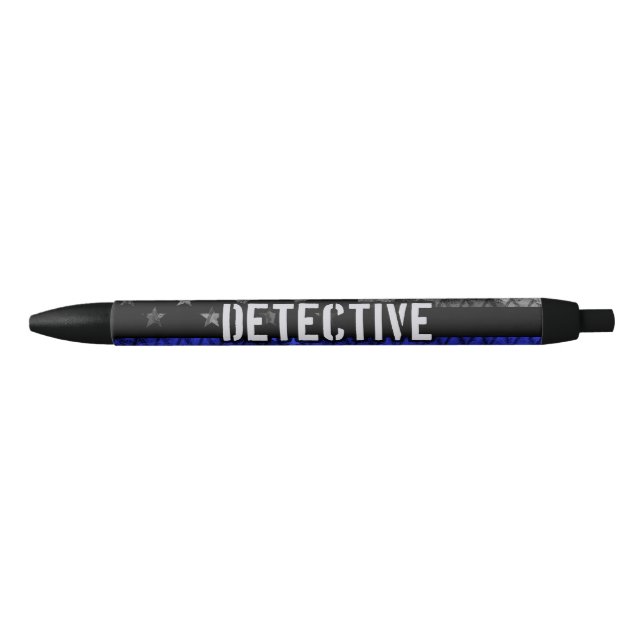Stylo Noir Drapeau désisté de la Ligne Bleue Mince (Devant)