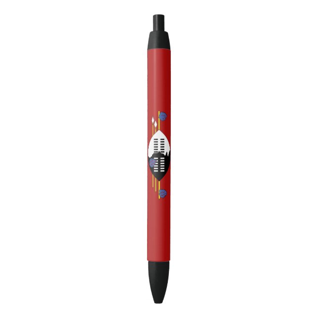 Stylo Noir Drapeau d'Eswatini (devant Vertical)