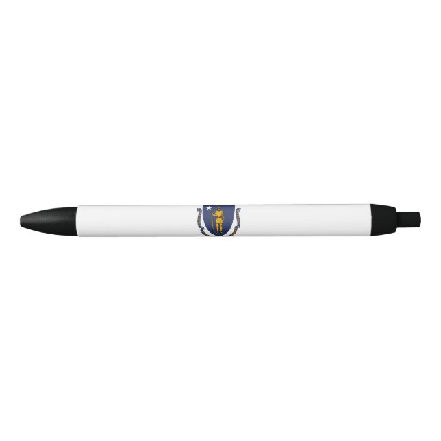 Stylo Noir Drapeau d'État du Massachusetts (Devant)