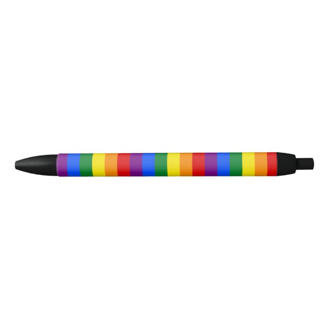 Stylo Noir Drapeau du Gay pride arc-en-ciel LGBT (Devant)