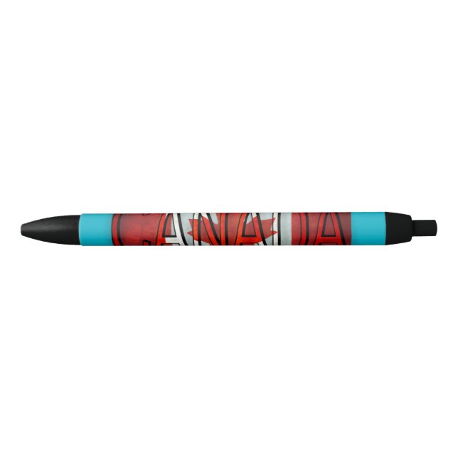 Stylo Noir Drapeau et logo du Canada (Devant)
