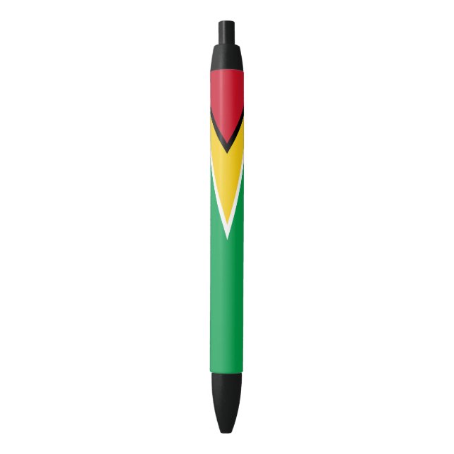 Stylo Noir Drapeau Guyana (devant Vertical)
