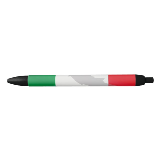 Stylo Noir drapeau italien et Italie (Devant)