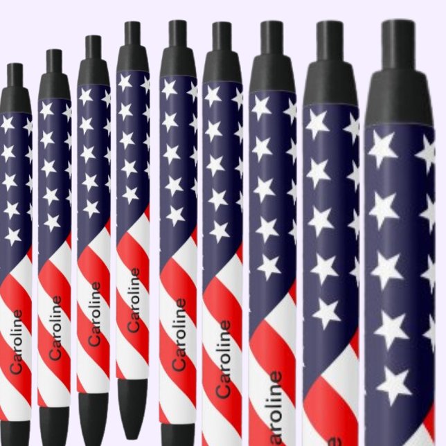 Stylo Noir Drapeau patriotique américain personnalisé (Créateur téléchargé)