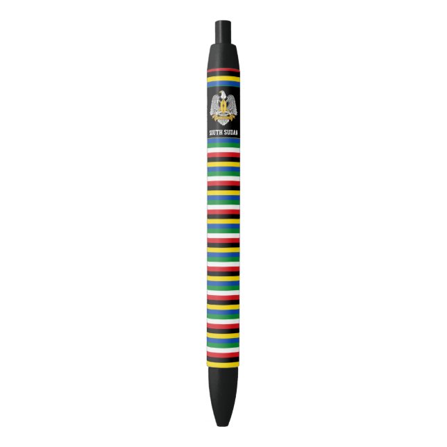 Stylo Noir Drapeau Sud-Soudan mignon patriotique (devant Vertical)