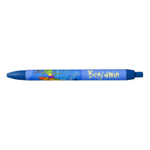 Stylo Noir Drôle caricature de surf de lézard au cou