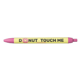 Stylo Noir Drôle Citation Donut rose Jaune Personnalisé