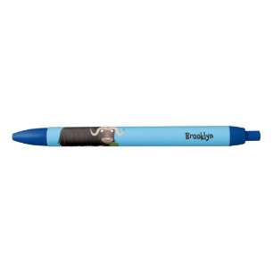 Stylo Noir Drôle dessin animé de boeuf musqué