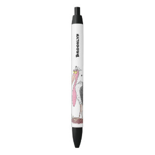 Stylo Noir Drôle dessin animé de cigogne en marabou