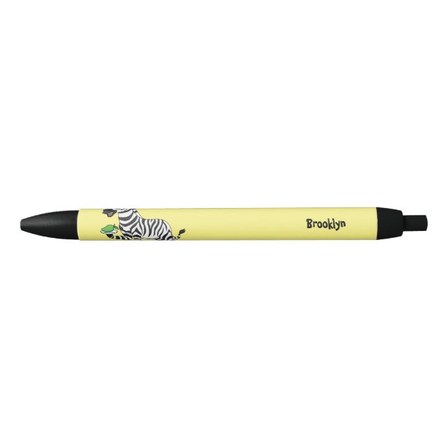 Stylo Noir Drôle dessin animé zèbre (Devant)