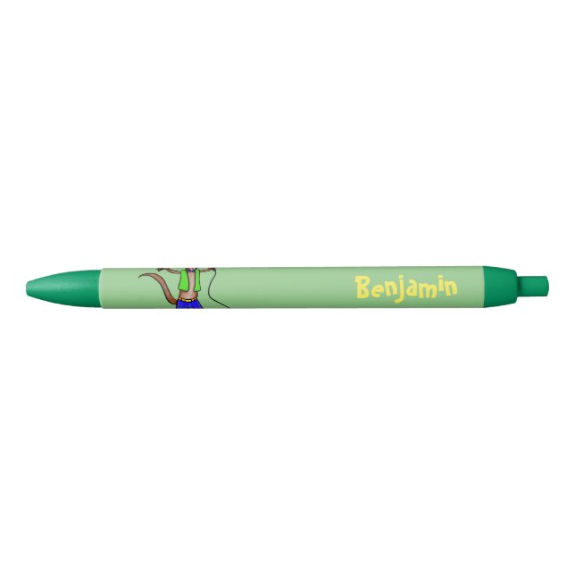 Stylo Noir Drôle lézard chantant avec bande dessinée de micro (Devant)