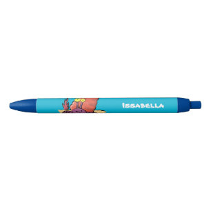 Stylo Noir Drôle mignon caricature pourpre crabe ermite