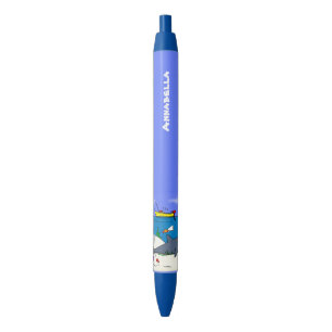 Stylo Noir Drôle requin couché et dessin animé de pêche