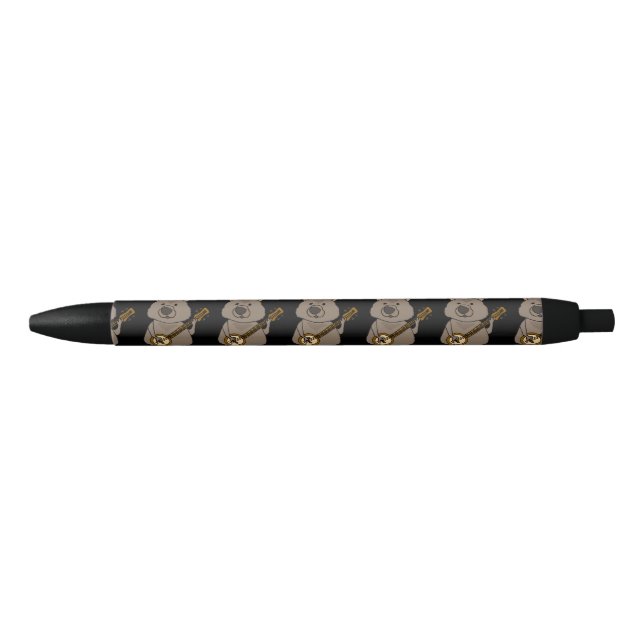 Stylo Noir Drôle Wombat Jouer Banjo Cartoon (Devant)