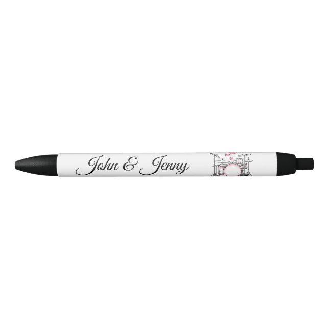 Stylo Noir Drummer Musicien Personnalisé Mariage Favoriser Ca (Devant)