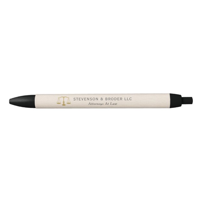 Stylo Noir Echelle de texture de lin beige et de justice d'or (Devant)