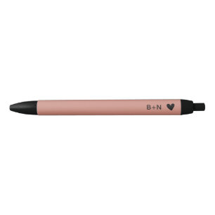 Stylo Noir Écriture chic moderne en noir et rose