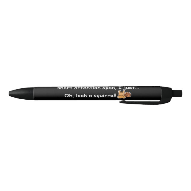 Stylo Noir Écureuil à courte attention drôle (Bas)