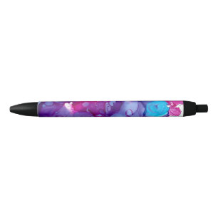 Stylo Noir Effet marbré coeur abstrait funky alcool encre